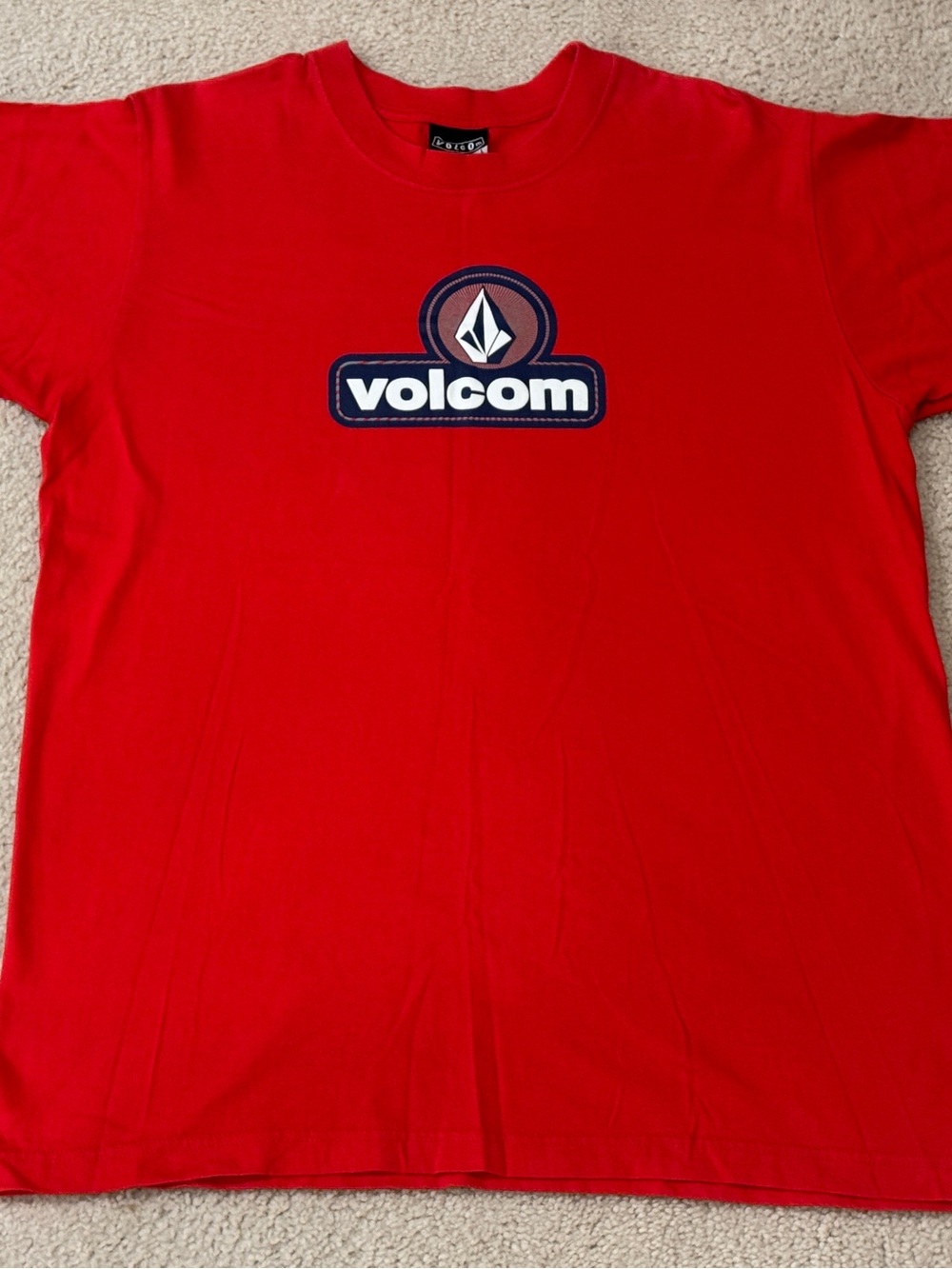 Vintage Volcom T-Shirt Large Red Stone Logo Skate Surf Y2K Skateboarding Tee
